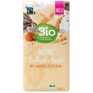 Bijela čokolada DM BIO komadići badema 100g slide slika