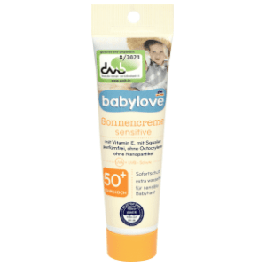 Dječja krema za sunčanje BABYLOVE Sensitive SPF50+ 30ml slide slika