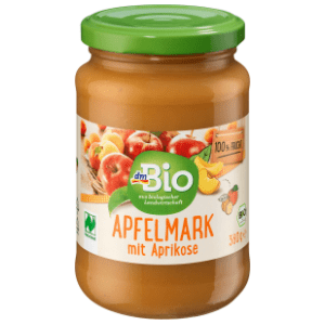 DM BIO voćni pire jabuka i marelica 360g slide slika