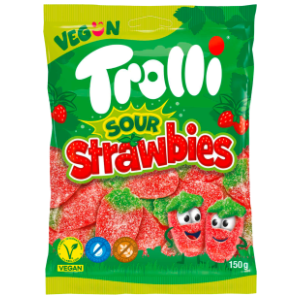 Gumeni bomboni TROLLI sour strawbies 150g slide slika