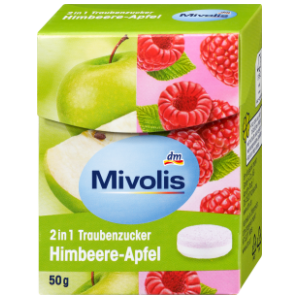 Komprimati MIVOLIS grožđani šećer malina i jabuka 50g slide slika