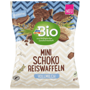 Mini rižini vafli DM BIO s čokoladom 60g slide slika