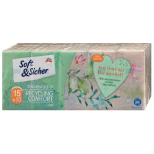 Papirnate maramice SOFT&SICHER reciklirani papir 4sloja 15kom slide slika