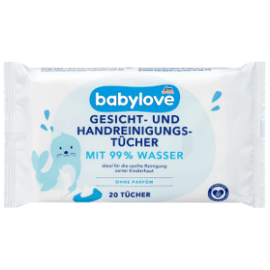 Vlažne maramice BABYLOVE 99% voda putno pakiranje 20kom slide slika