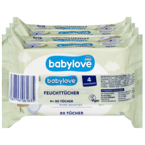 Vlažne maramice BABYLOVE aloe vera i kamilica 4x80kom slide slika