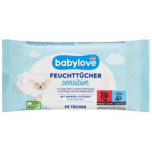 Vlažne maramice BABYLOVE sensitive 30kom slide slika