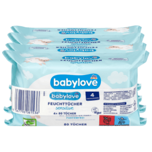 Vlažne maramice BABYLOVE sensitive 4x80kom slide slika