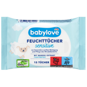 Vlažne maramice BABYLOVE sensitive putno pakiranje 15kom slide slika