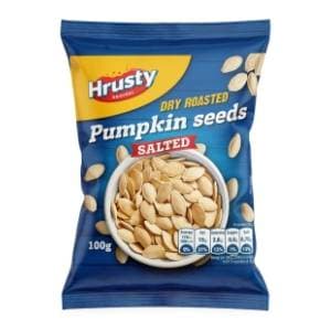 HRUSTY Bučine sjemenke u ljusci suho pržene slane 100g slide slika