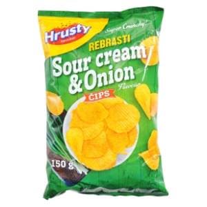 HRUSTY čips rebrasti sour cream & onion 150g slide slika
