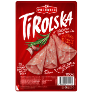 PODRAVKA Tirolska kobasica narezak 100g slide slika