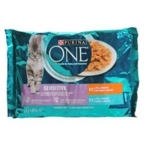 PURINA One sensitive hrana za mačke piletina tuna mrkva 4x85g slide slika