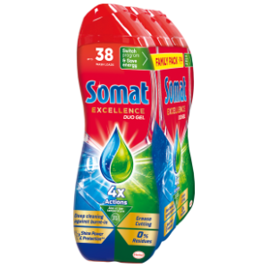 SOMAT excellence duo gel za strojno pranje posuđa 3x684ml slide slika