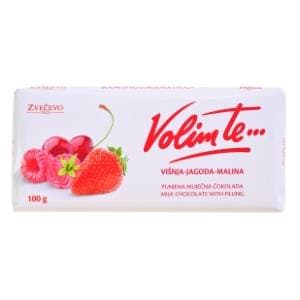 VOLIM TE čokolada višnja jagoda i malina 100g slide slika
